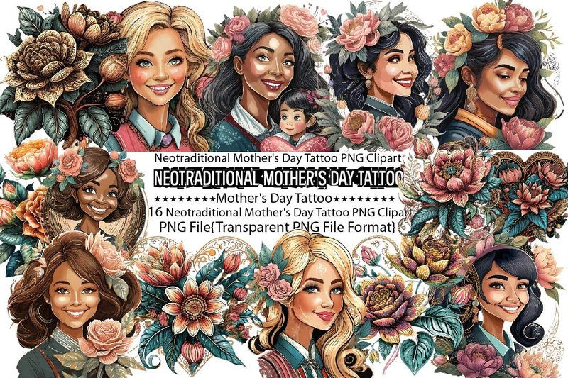 Neotraditional Mother's Day Tattoo (by PrintExpert)