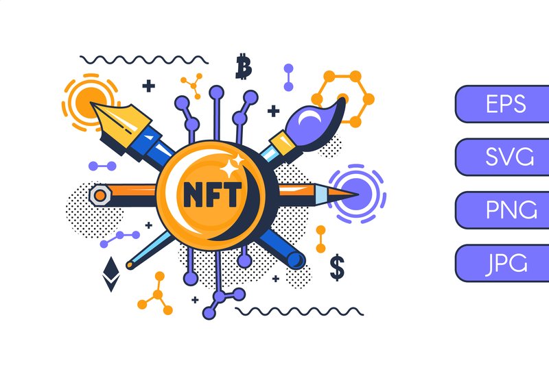 NFT Art Technology Concept Illustration (by barsrsind)