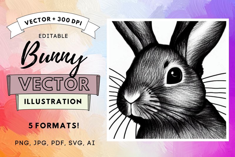 Nursery Decor Bunny Portrait 300dpi PNG (by Dremari Graphics)