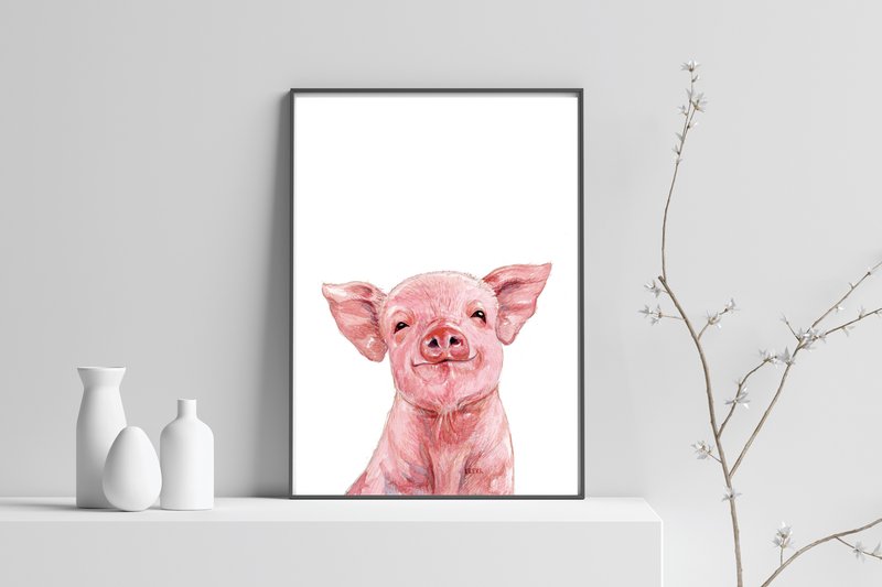 Nursery Decor, Pig Printable Watercolor (by Artwork-workshop)