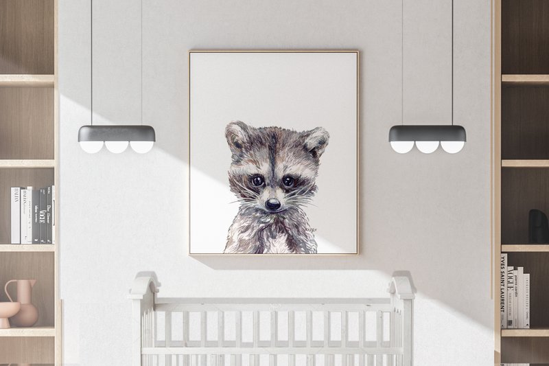 Nursery Decor, Raccoon Print, Watercolor (by Artwork-workshop)