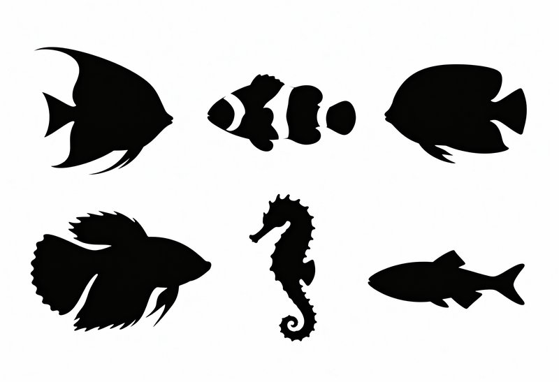 Ocean Sea Life Silhouette Clipart (by rabiulalam97677)