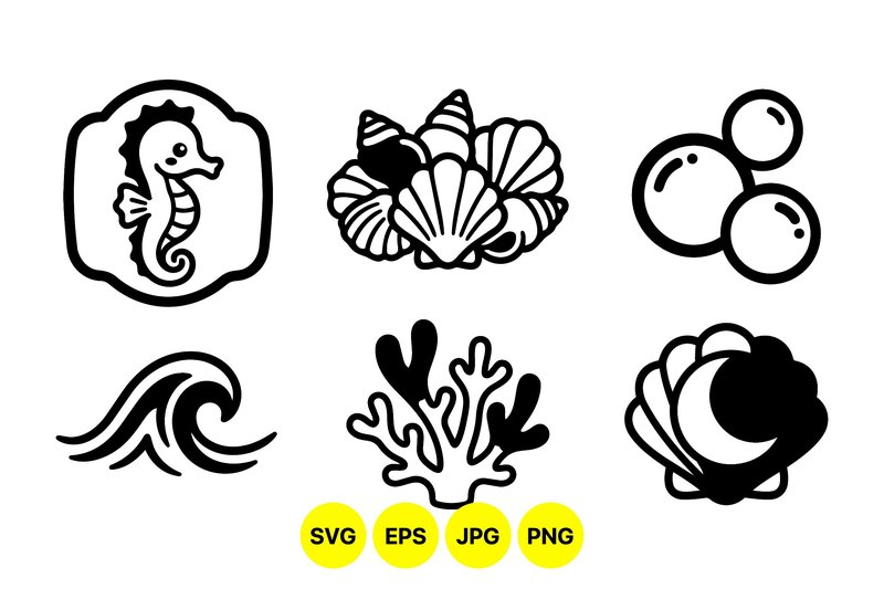 Ocean Sea Life Vector Clipart (by DesignVectx)