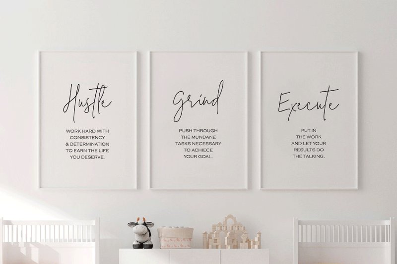 Office Decor for Girl Boss, Hustle Poste (by EighteenWeddingStore)