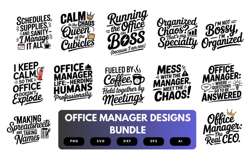 Office Manager SVG Bundle (by merchrollinfo)
