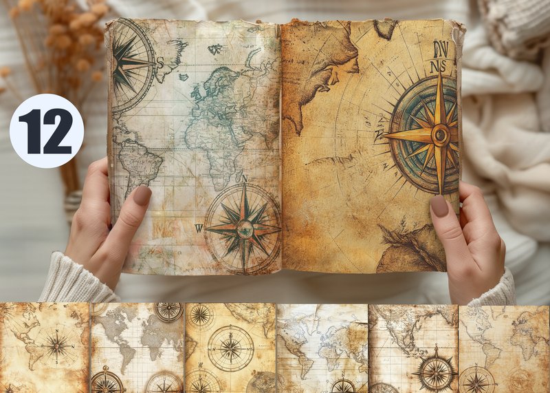 Old World Map Compass Junk Journal (by DigiArt)