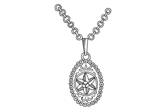 Ornate Pendant Fashion Illustration. Han