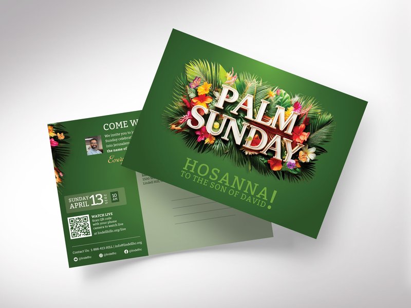 Palm Sunday Church Postcard Template (by Godserv Designs)
