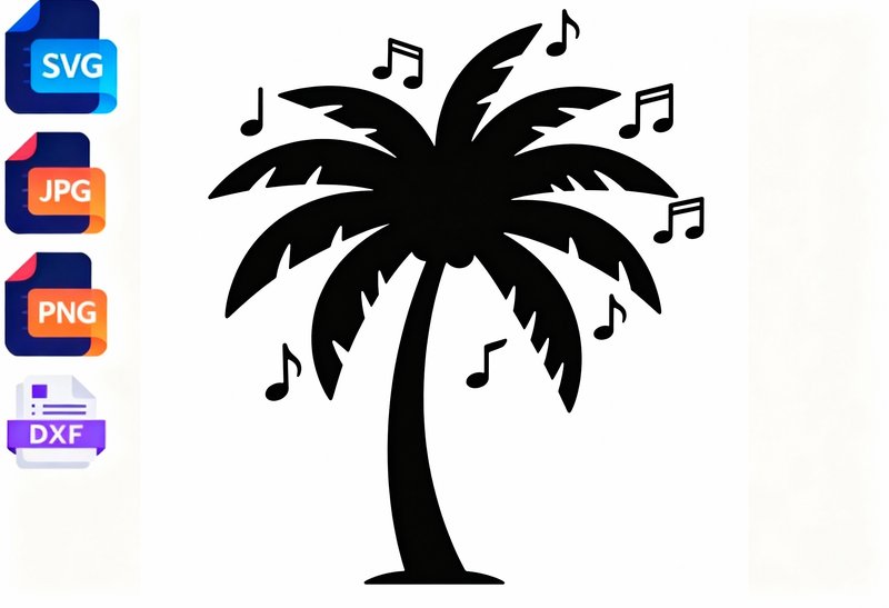 Palm Tree Music Notes SVG Tropical (by soikotcbd)