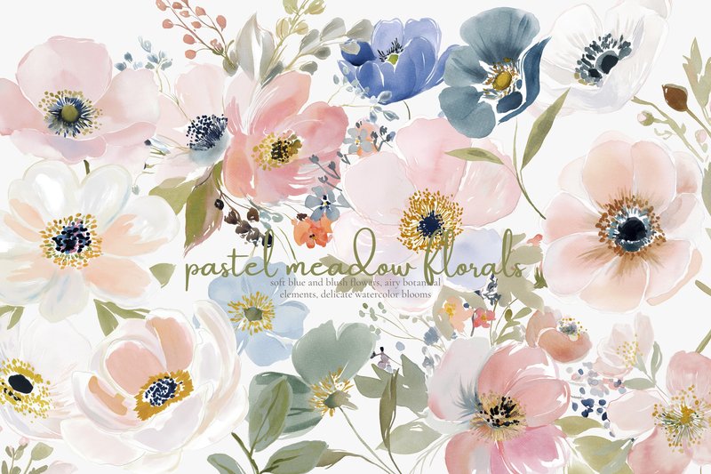Pastel Floral Clipart Set (by Patishop Art)