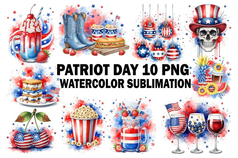 Patriotic Foodie Sublimation PNG Pack (by TeesDesign)