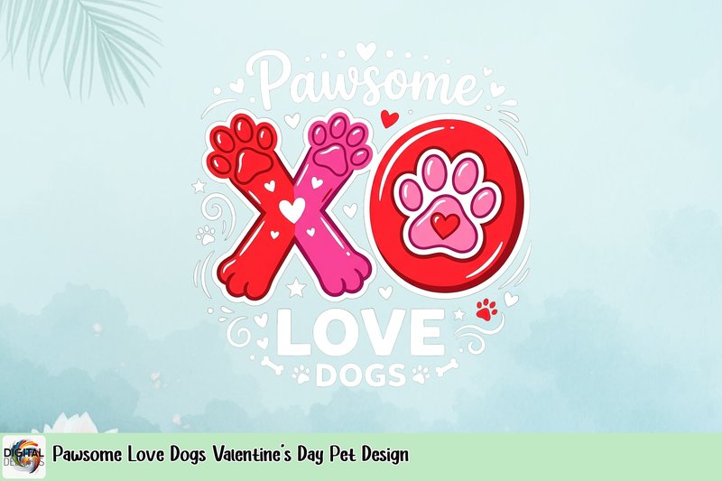 Pawsome Love Dogs Valentine's Day Pet Design (by Digital Delights)