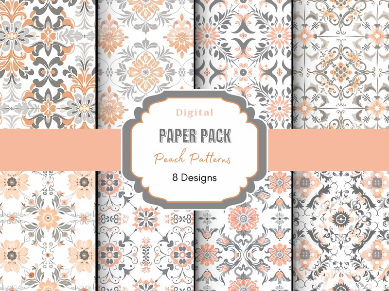 Peach and Gray Geometric Patterns (by Paper & Pattern Studio)