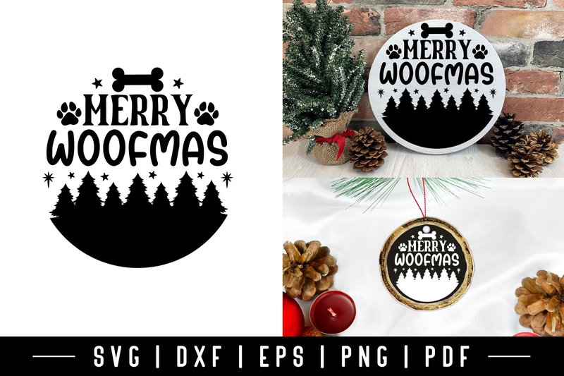 Pet Christmas Round Ornament SVG Design (by CraftlabSVG)