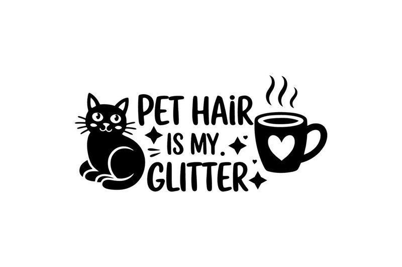 Pet Hair is My Glitter Cat Lover T-Shirt (by Vect Studio)