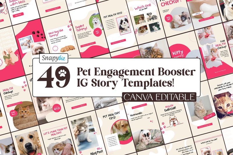 Pet Instagram Canva Story Templates (by SnapyBiz)