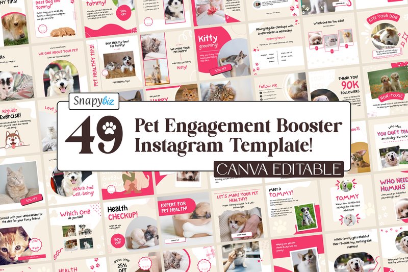 Pet Social Media Canva IG Post Templates (by SnapyBiz)