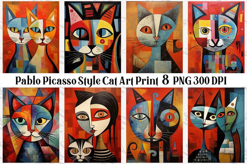 Picasso Style Cats Printable Wall Art (by Creative Design 12)
