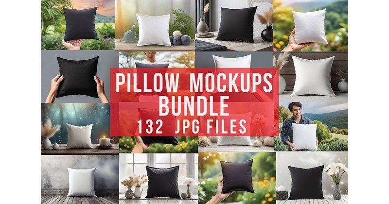 Pillow Mockups Bundle (by DreamArtGraphic)