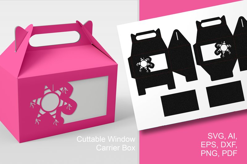Pinata Wide Window - Gable Favor Box SVG (by print.cut.hang)