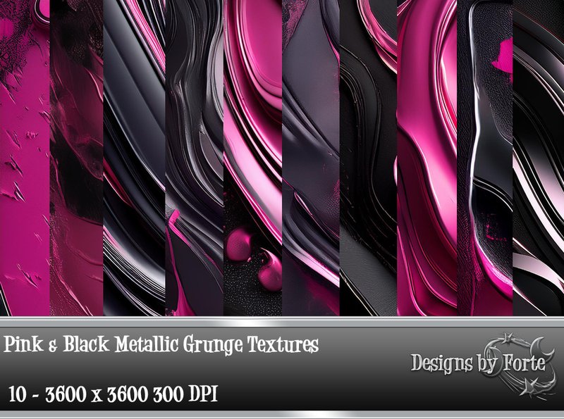 Pink & Black Metallic Grunge Textures (by Heidi Vargas-Smith)