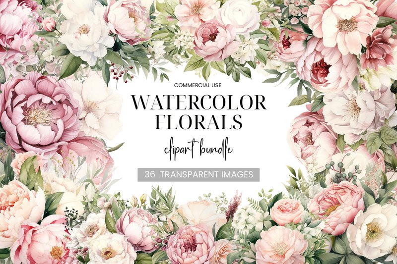 Pink, Peach & White Floral Clipart (by Luv Bijou)