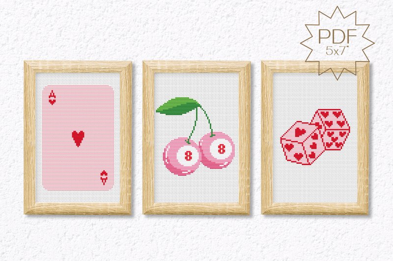 Pink Trendy Cross Stitch Patterns Set (by CrossWithMe)