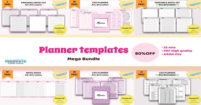 Planner Templates Mega Bundle (by mascuteestudio)