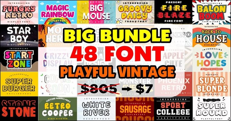 Playful Vintage Font Bundle (by Infinity art Studio)