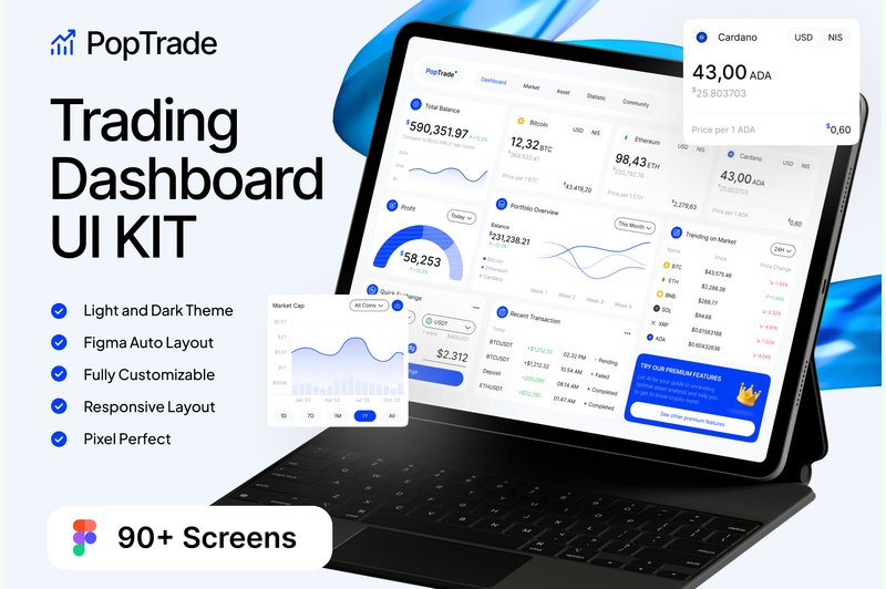 PopTrade - Trading Dashboard UI KIT (by dpopstudio)