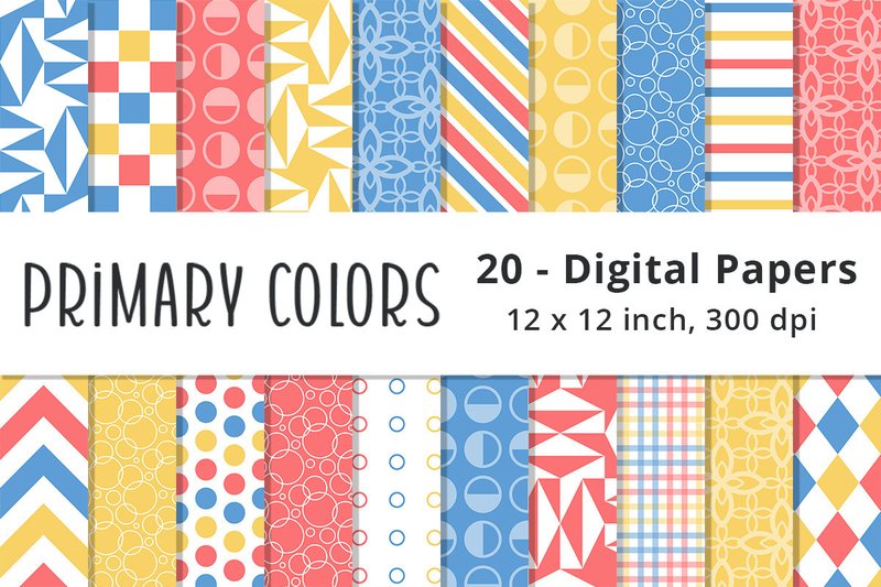 Primary Colors Geometric Patterns (by Lemon Paper Lab)