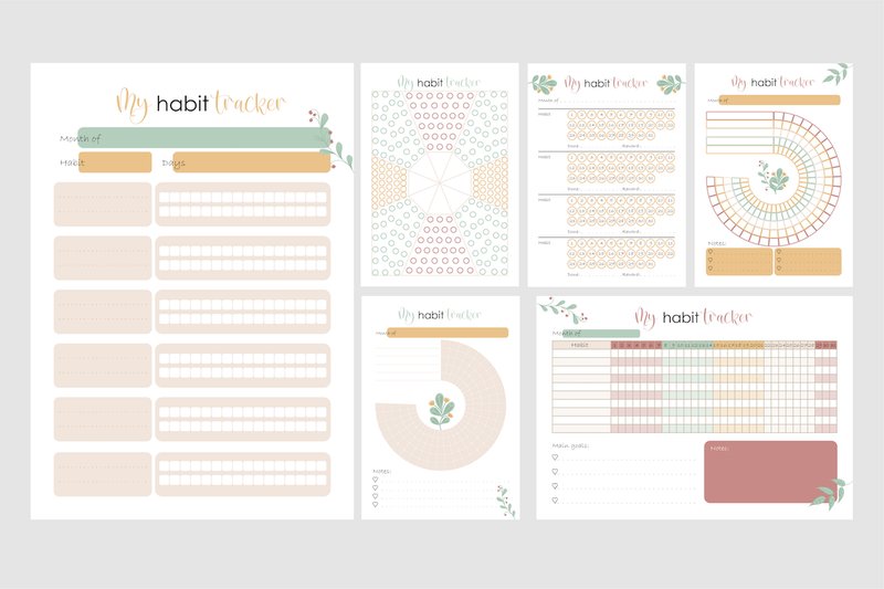 Printable Habit Tracker Set – 6 Designs (by Doctor\u2019s Clara)
