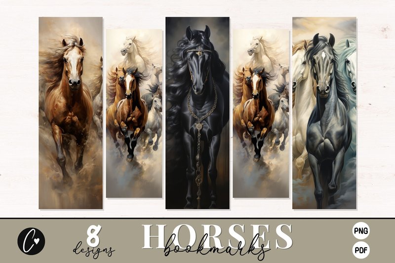 Printable Horse Bookmark Designs (by Christine Fleury)