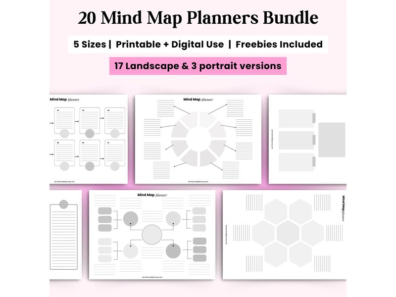 Printable Mind Map Planner Bundle (by PlannersByBee)