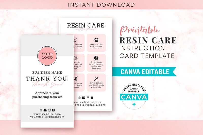 Printable Resin Care Instruction (by SnapyBiz)