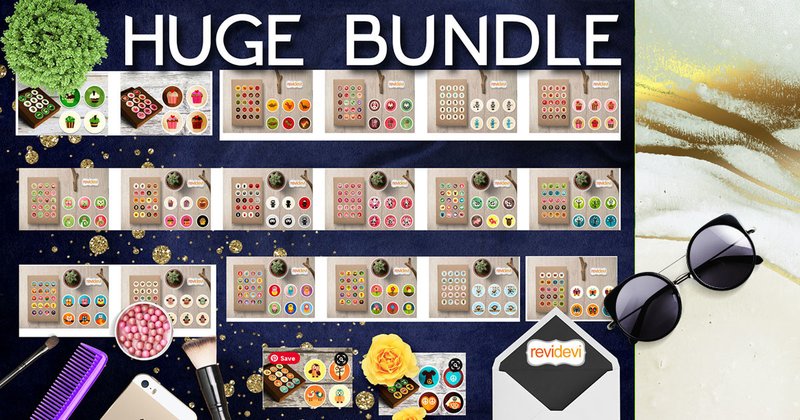 Printable Round Stickers Huge Bundle (by Revidevi)
