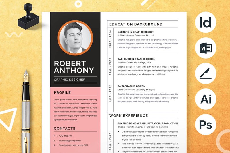 Professional Graphic Designer Resume (by ResumeInventor)