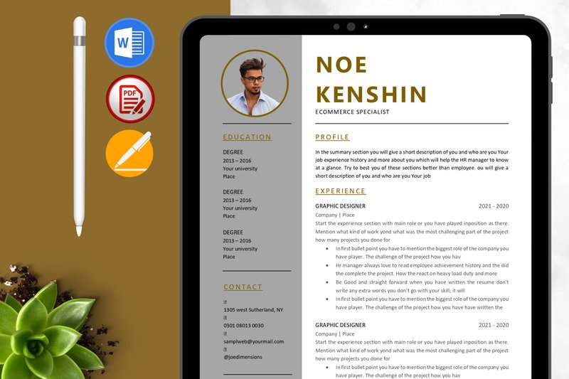 Professional Resume Graphic, Word (by Diyastudio)