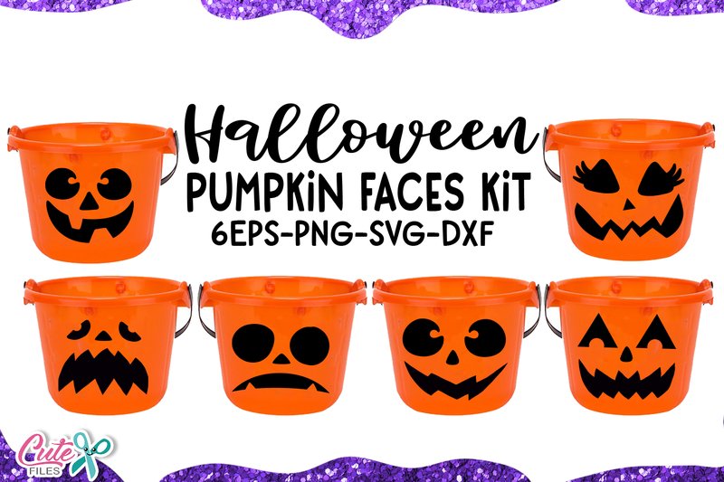 Pumpkin Faces Halloween SVG KIT (by Cute files)
