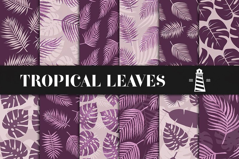 Purple Palm Leaf Patterns (by northseastudio)