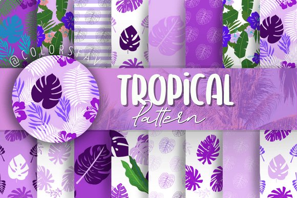 Purple Tropical Seamless Patterns Bundle (by ColorsFav)