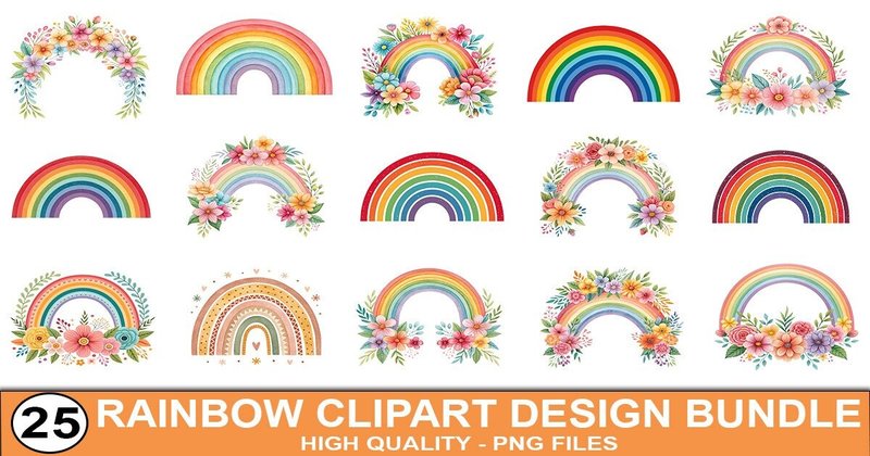 Rainbow Clipart Bundle (by SVG Print design)