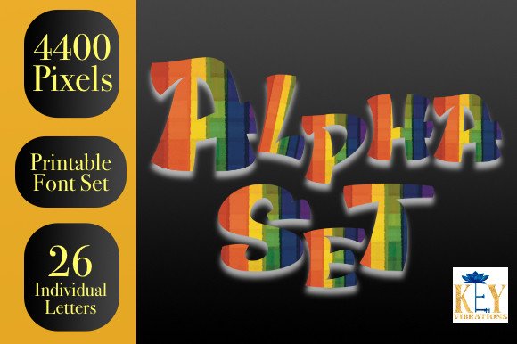 Rainbow Gingham Alpha Set Printable Art (by Key Vibrations)