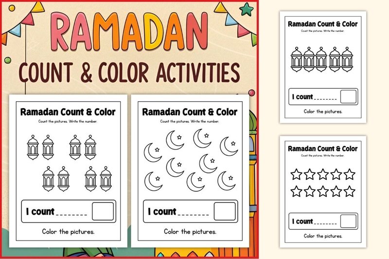 Ramadan Count & Color Activities (by TheStudyKits)