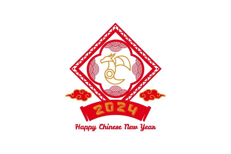 Red and Gold 2024 Year of the Dragon Art (by Muhammad Rizky Klinsman)