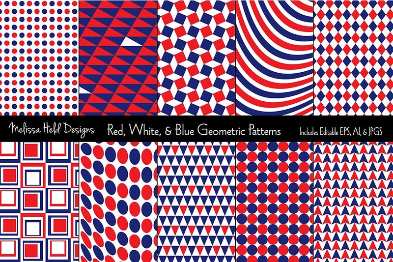 Red, White & Blue Geometric Patterns (by Melissa Held Designs)