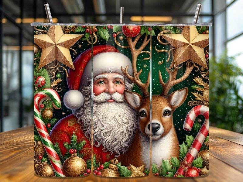 Reindeer Holiday Decor Tumbler Wrap (by SARA STORE)