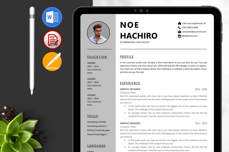 Resumes Template for Microsoft Word (by Diyastudio)