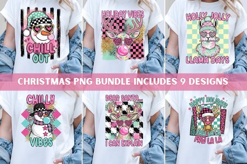 Retro Christmas Graphic PNG Bundle (by HappyAshDesigns)