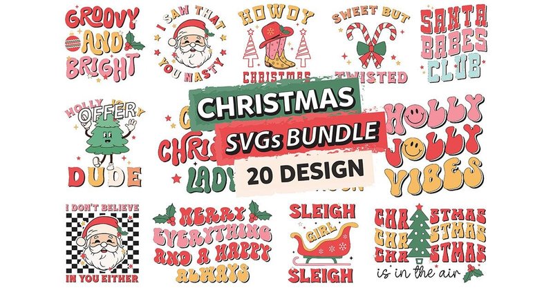 Retro Christmas SVG Bundle (by DreamArtGraphic)